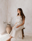 Women's natural linen maxi, midi dress with pockets, sleeveless with straps, square neck, relaxed fit and perfect for spring summer